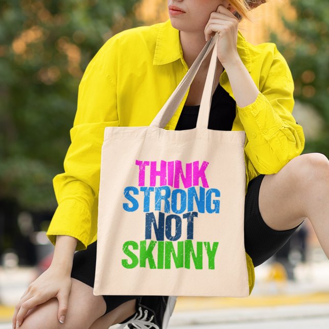 Tote Bag Think Strong Not Skinny Inspirational Fitness (Créateur téléchargé)