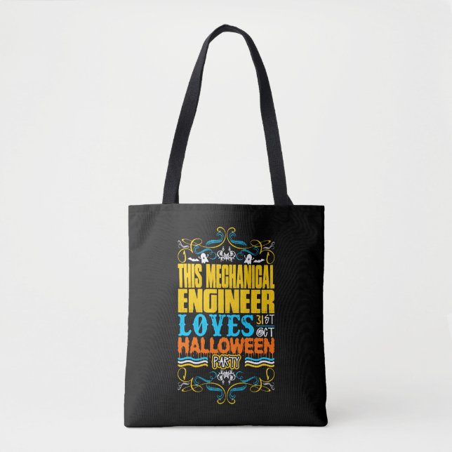 Tote Bag This Mechanical Engineer Loves 31st Oct Halloween (Devant)