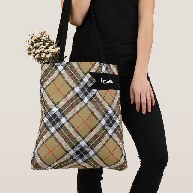 Tote Bag Thomson Camel Tartan Plaid Motif de la mode famili (De près)