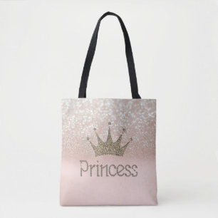 Tote Bag Tiara Charmant, Princesse, Bokeh Pailleté