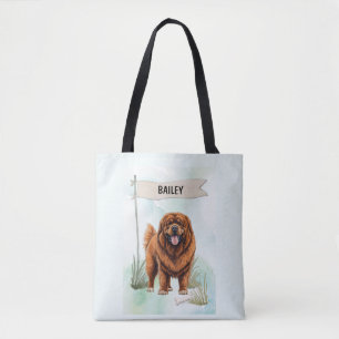 Tote Bag Tibétain Mastiff Aquarelle Chien Personnalisé