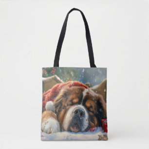 Tote Bag Tibétain Mastiff Chien Fête de Noël