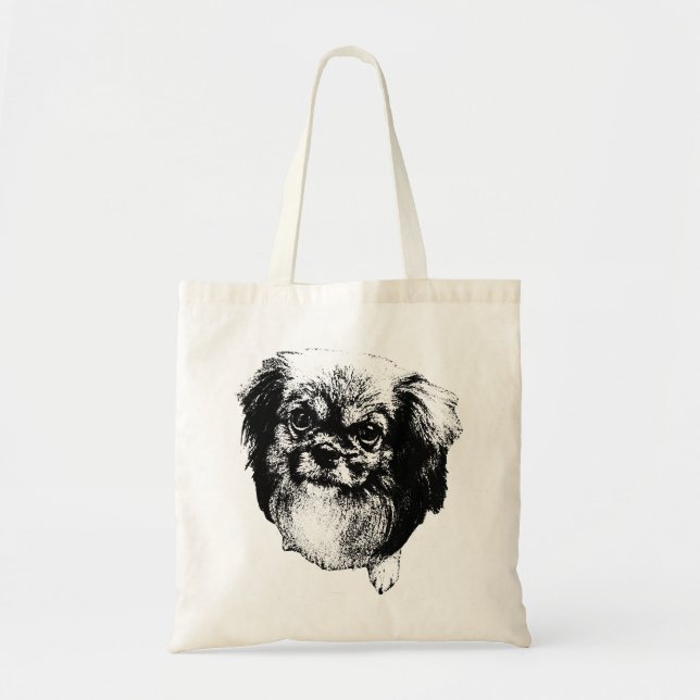 Tote Bag Tibetan Spaniel Tote – Ink Dog Portrait Art (Devant)