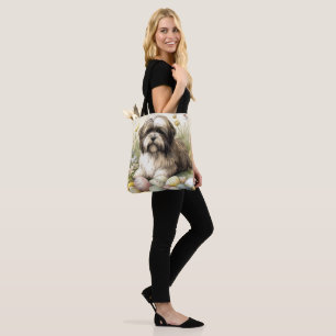 Tote Bag Tibetan Terrier Chien avec œufs de Pâques Vacances