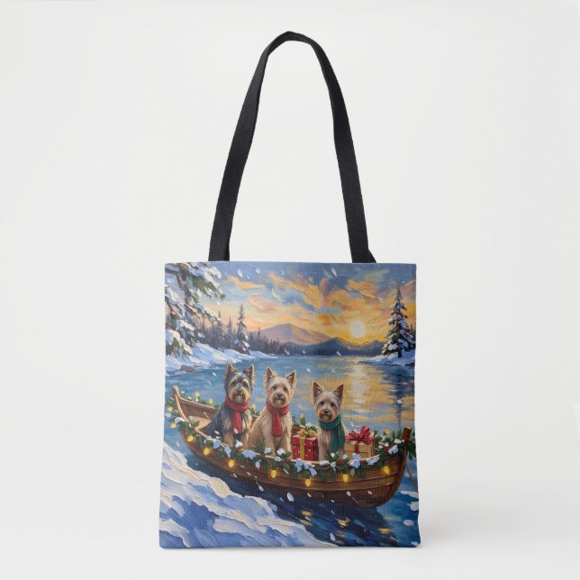 Tote Bag Tibetan Terrier Christmas Boat Holiday (Devant)