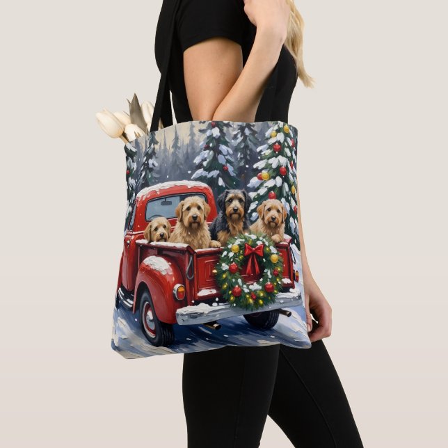 Tote Bag Tibetan Terrier Christmas Red Truck Holiday (De près)