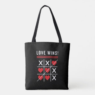 Tote Bag Tic Tac Toe Love gagne Anniversaire Saint-Valentin