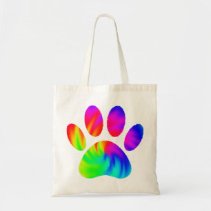 Tote Bag Tie Dye Chien Empreinte de patte Graphic