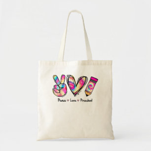 Tote Bag Tie Dye Peace Love And Preschool Girl Boy Kids Tea