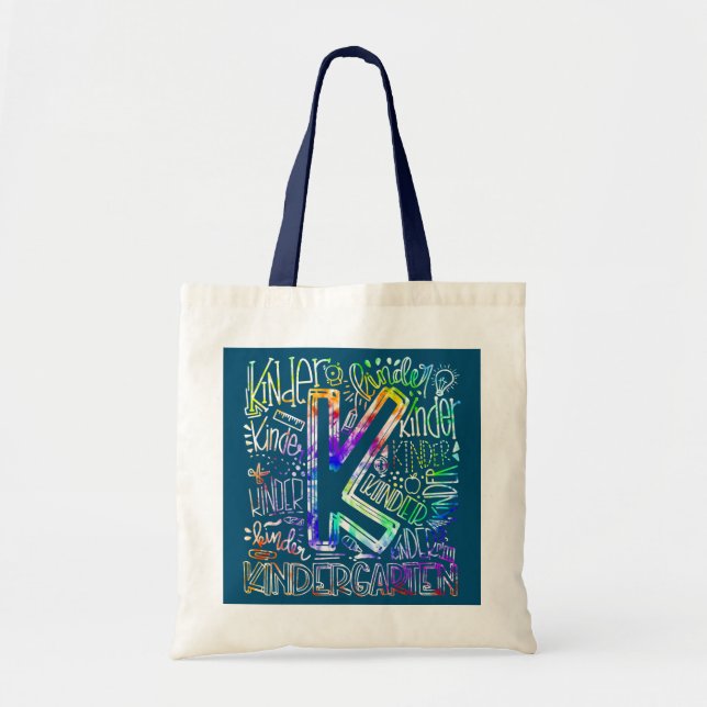 Tote Bag Tie Dye Typographie maternelle Jardin d'enfants en (Devant)