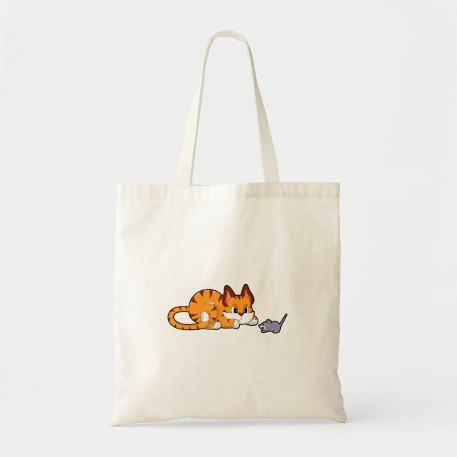 Tote Bag Tiger chat avec souris (Devant)
