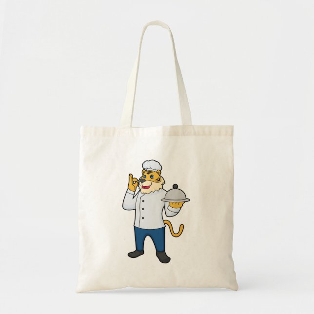 Tote Bag Tiger Cook Chef hat Platter (Devant)