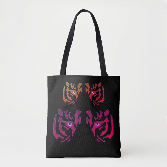 Tote Bag Tiger face noir (Devant)
