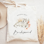 Tote Bag Tigers Boho Tropical Bachelorette Bridesmaid<br><div class="desc">Cet adorable design d'inspiration tropicale,  orné de fleurs de saumons et de tigres,  est parfait pour une fête amusante !</div>