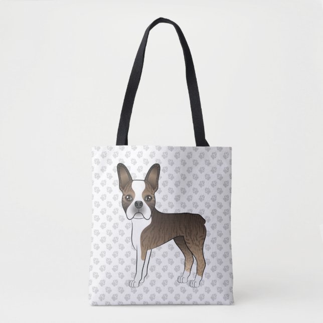 Tote Bag Tigre Boston Terrier Chien de Dessin Animé Mignon  (Devant)