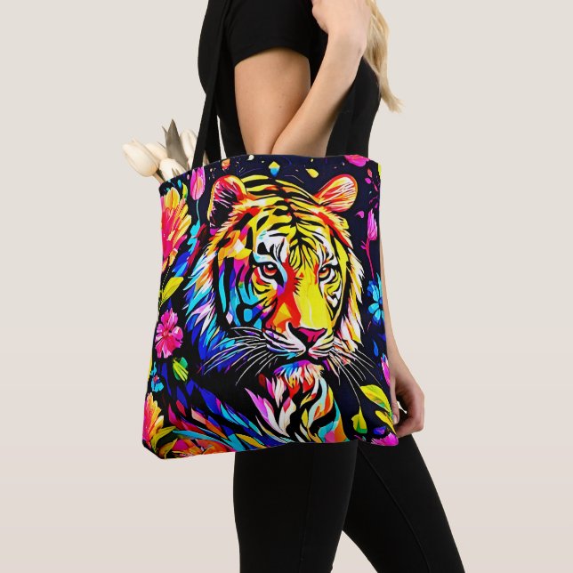 Tote Bag Tigre dans un rêve floral (De près)