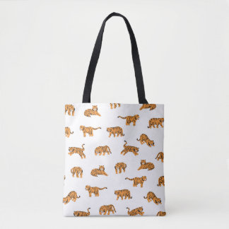 Tote Bag Tigre japonais : Doodle Vintage sans joint