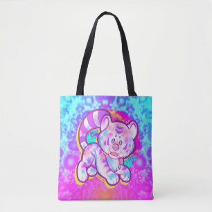 Tote Bag Tigre neige mignonne Neon Kidcore