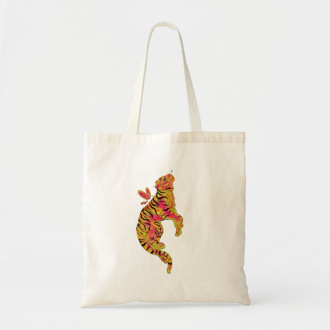 Tote Bag Tigre Néon Surréaliste (Devant)