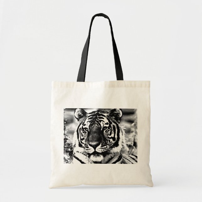 Tote Bag Tigre noir et blanc (Devant)