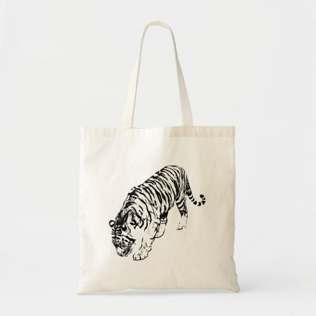 Tote Bag Tigre noir et blanc (Devant)