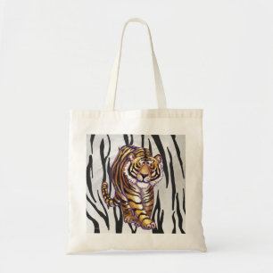 Tote Bag Tigre noir et blanc impression sauvage