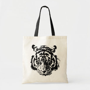 Tote Bag Tigre noir et blanc Pop Art
