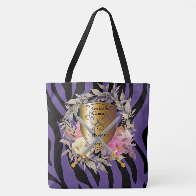 Tote Bag Tigre pourpre prune Imprimer Fourre-tout (Devant)