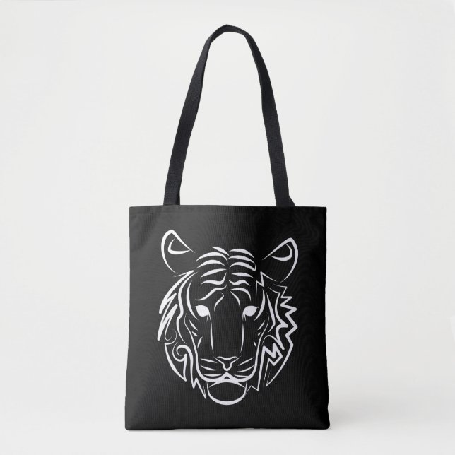 Tote Bag Tigre tribal noir et blanc (Devant)