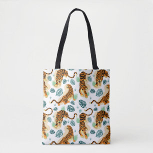 Tote Bag Tigres Feuilles tropicaux : Illustration Vintage.