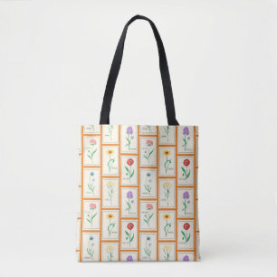 Tote Bag Timbre Botanique Vintage Fleur Sauvage Rétro Solei