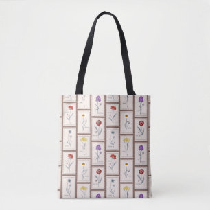 Tote Bag Timbre Botanique Vintage Fleur Sauvage Terre Press