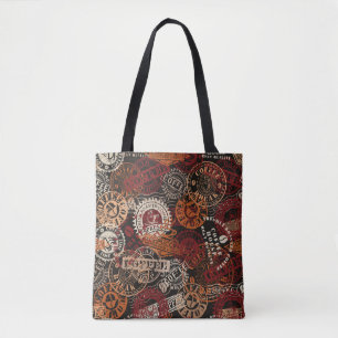 Tote Bag Timbre en caoutchouc et badge de grunge