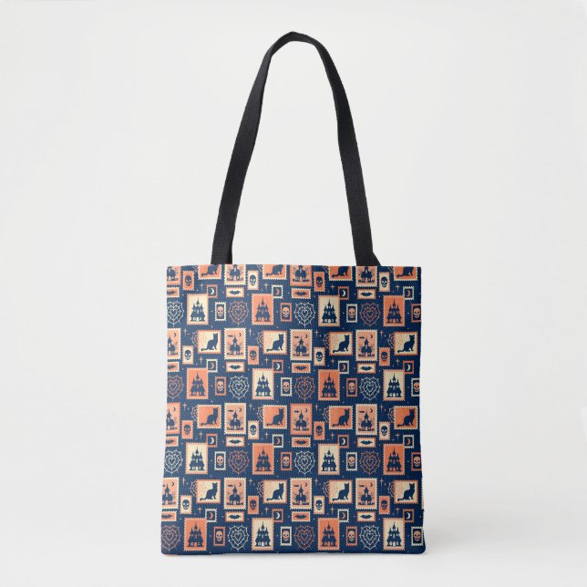 Tote Bag Timbres d'artiste Halloween Rétro (Devant)