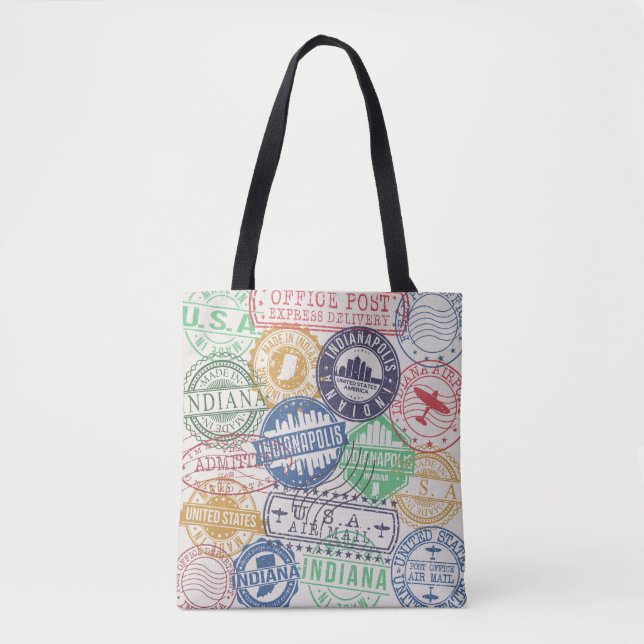 Tote Bag Timbres d'Indianapolis : Sceau de voyage. (Devant)