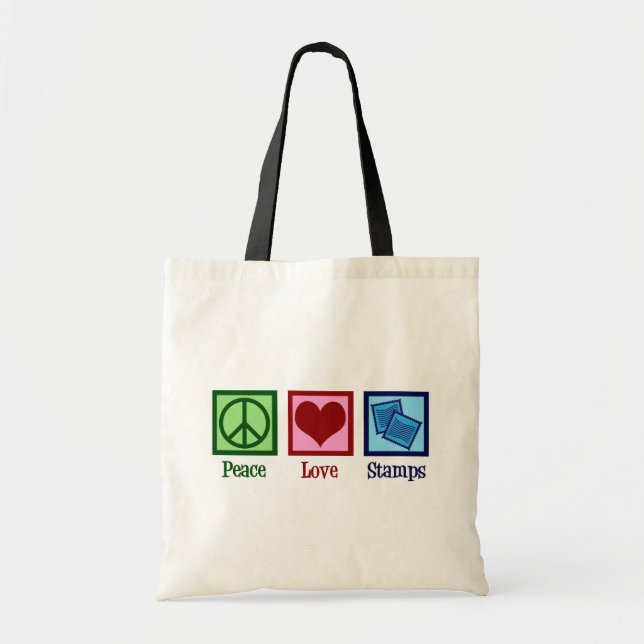 Tote Bag Timbres Peace Love (Devant)