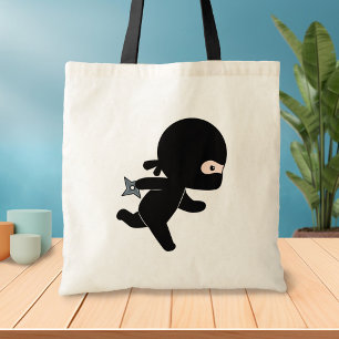Tote Bag Tiny Ninja Courir Holding Throwing Star