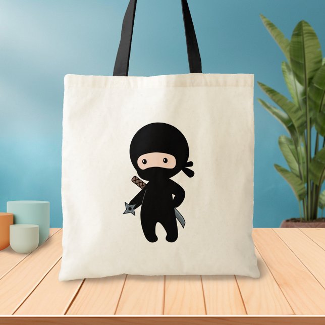 Tote Bag Tiny Ninja tenant l'étoile à lancer (Créateur téléchargé)