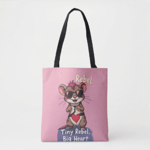 Tote Bag Tiny Rebel Big Heart – Souris Punk Mignonne