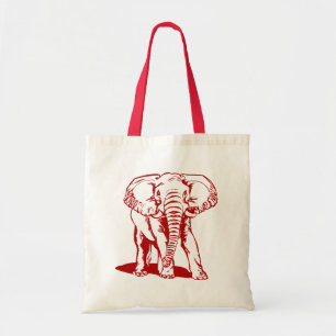 Tote Bag Tirage de trait d'éléphant rouge sombre