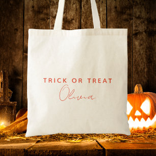 Tote Bag Tirage Moderne Ou Treat Typographie Enfants Hallow