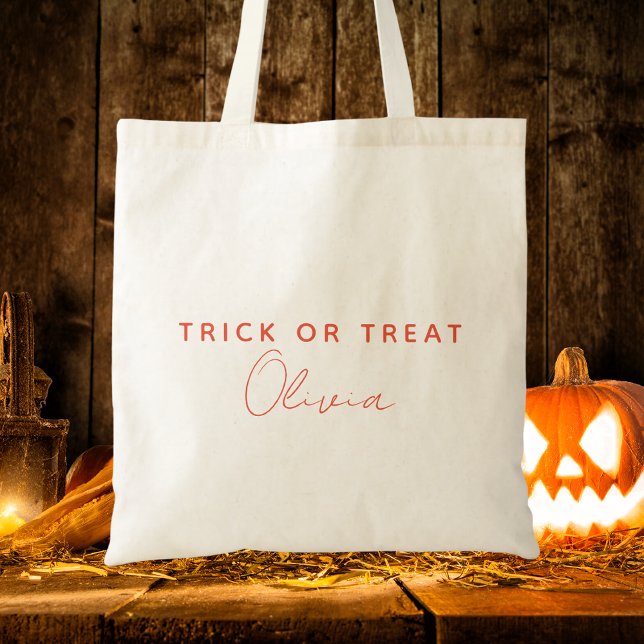 Tote Bag Tirage Moderne Ou Treat Typographie Enfants Hallow (Créateur téléchargé)