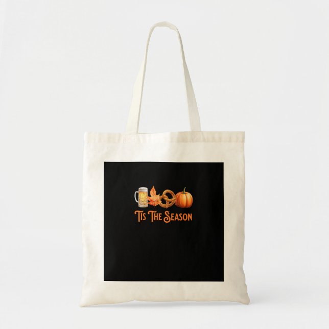 Tote Bag Tis The Season Pumpkin Beer Pretzel Fall Funny Okt (Devant)