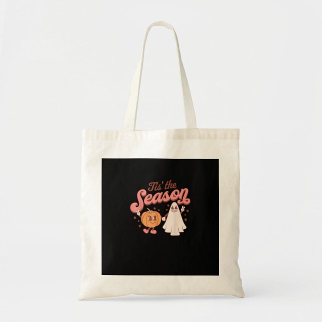 Tote Bag Tis The Season Pumpkin Boo 60s 70s Halloween Costu (Devant)