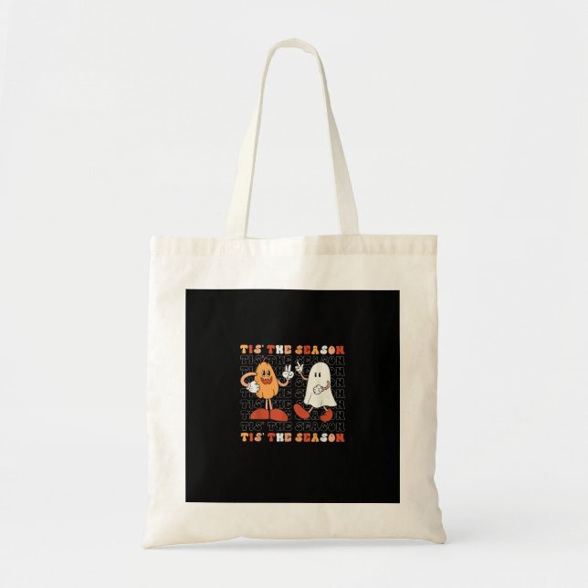 Tote Bag Tis The Season Pumpkin Boo 70s Halloween Costume (Devant)