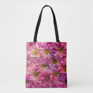 Tote Bag Tissage de marguerite rose