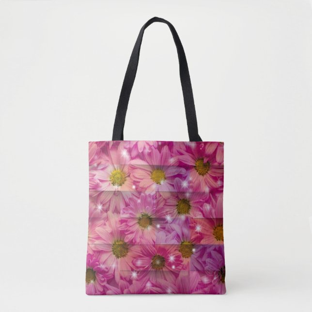 Tote Bag Tissage de marguerite rose (Devant)