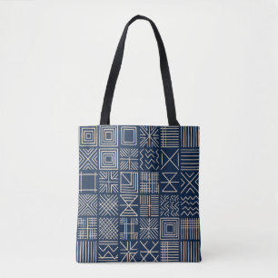 Tote Bag Tissu Mudcloth Indigo Tissage Artisanal