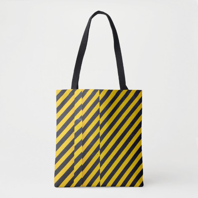 Tote Bag Tissu rayé jaune et noir (Devant)