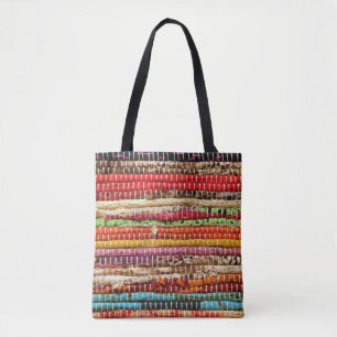 Tote Bag Tissu tissé rayé look naturel